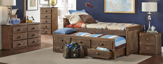 Twin Chestnut Captains Bed