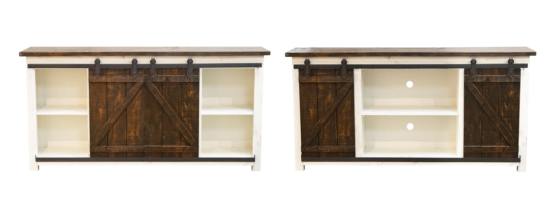 Barn Door Rodeo White TV Console