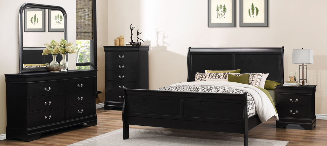 Yuan Tai Louis Philippe King Bed, Black