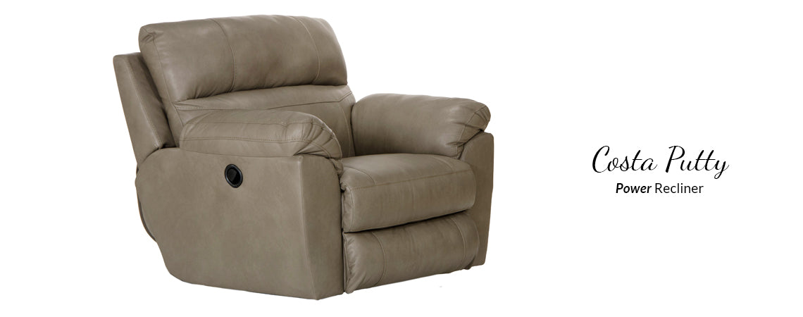 Costa Putty Leather Power Recliner