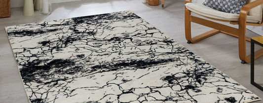 Abstract Black/White Maz Collection Rug