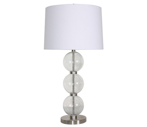 Glass and Steel Table Lamps 2pc Set