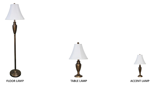 Floor and Table Lamps, Bronze Metal 4pc Set