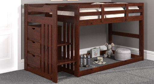 Twin/Twin Stair Bunk Low Loft Chocolate